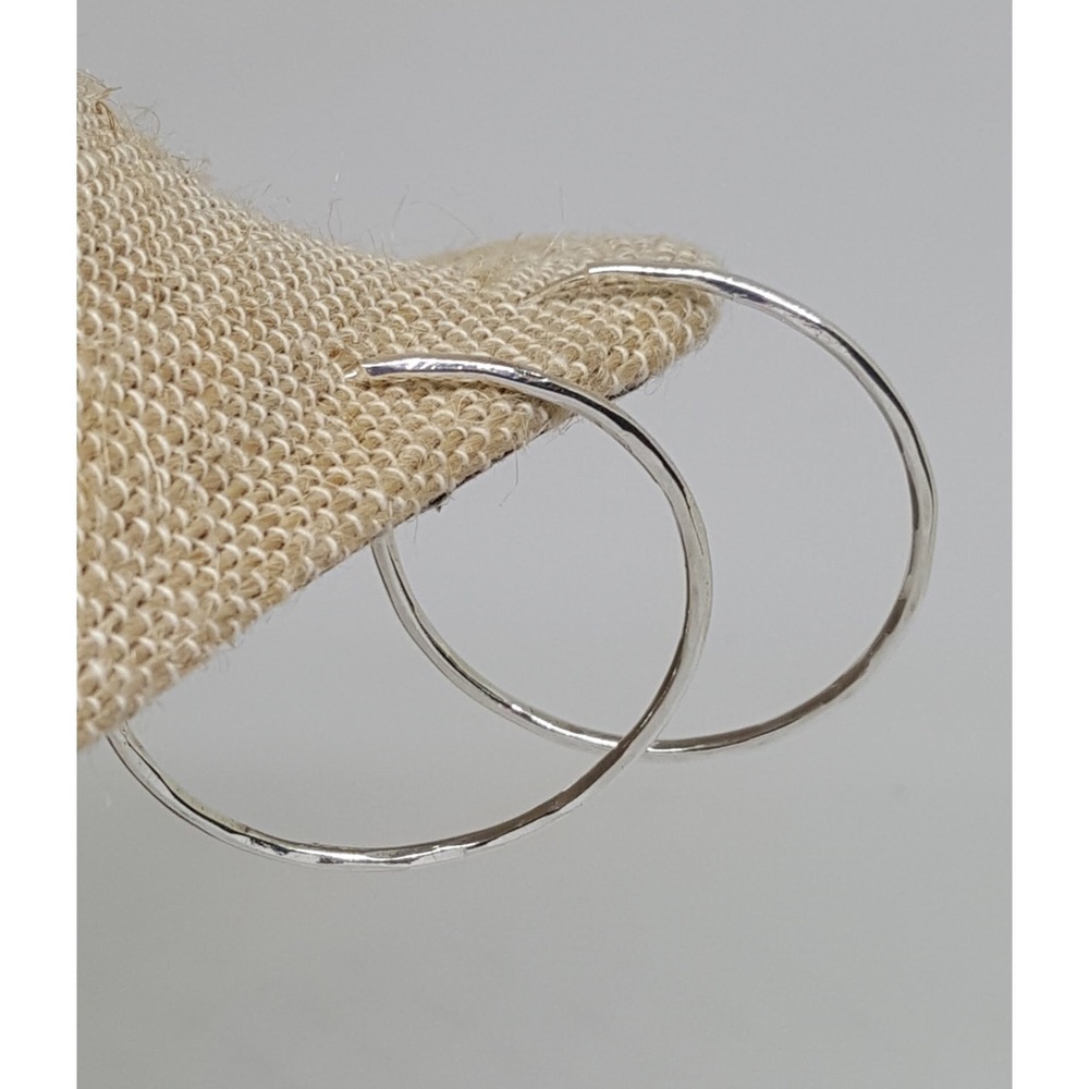 Sterling Silver .925 Textured Hoops 1.5"